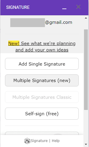 Select signature option